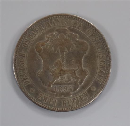 A William II Deutsch Ostafrika 2 Rupien coin, 1894 (German East Africa)